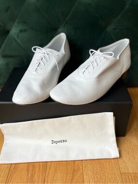 Repetto Zizi White Lambskin Oxford Shoes Size 42 (Fits 41.5)